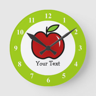 Horloge Ronde Red and green apple wall clock for school teachers