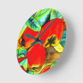 Horloge Ronde Red Apples aquarelle art original (Angle)