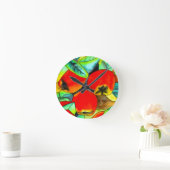 Horloge Ronde Red Apples aquarelle art original (Maison)