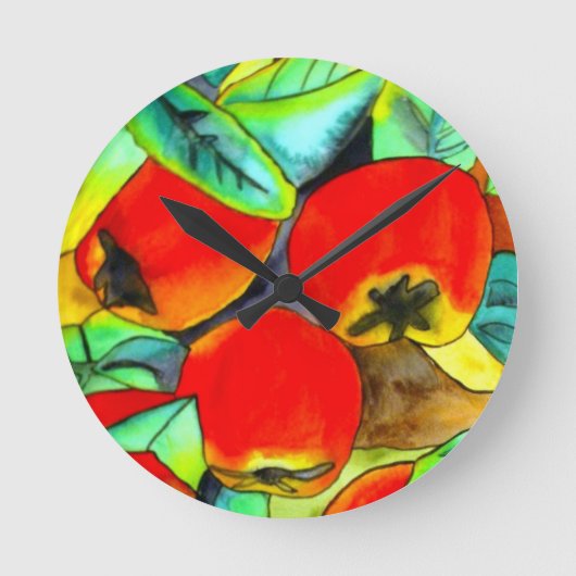 Horloge Ronde Red Apples aquarelle art original (Recto)