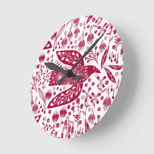 Horloge Ronde Red Bird Art (Angle)