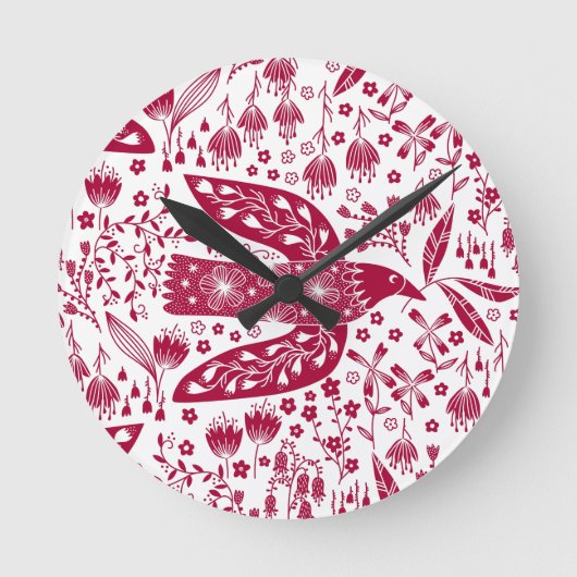 Horloge Ronde Red Bird Art (Recto)