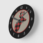 Horloge Ronde Red Black Buffalo Plaid (Angle)