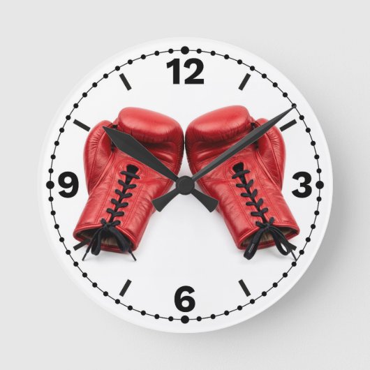 Horloge Ronde Red Boxing Gloves Wall Clock, Boxing Clock Face (Recto)