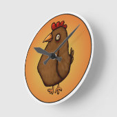 Horloge Ronde Red Brown Chicken (Angle)