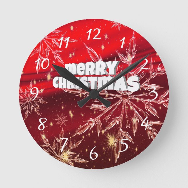 Horloge Ronde Red christmas white snow (Front)