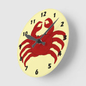 Horloge Ronde Red Crab Design (Angle)