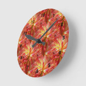 Horloge Ronde Red Dahlia Flower Motif Nature (Angle)