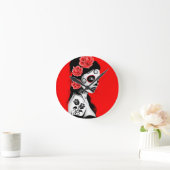 Horloge Ronde Red day of the Dead Sugar Skull (Maison)