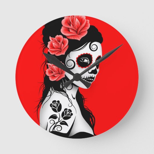Horloge Ronde Red day of the Dead Sugar Skull (Recto)