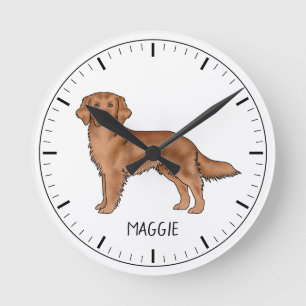 Horloge Ronde Red Golden Retriever mignon chien avec nom personn