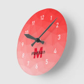 Horloge Ronde Red gradient geometric mesh pattern Monogram (Angle)