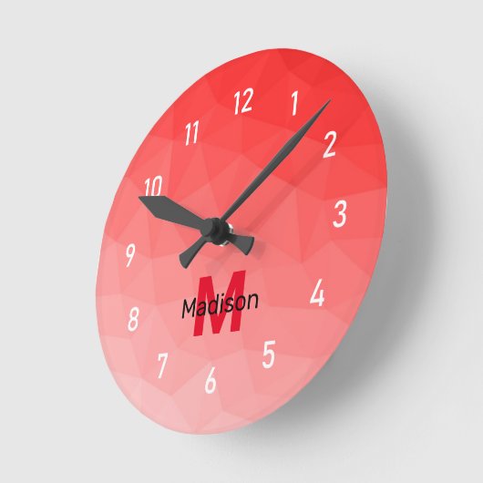 Horloge Ronde Red gradient geometric mesh pattern Monogram (Angle)