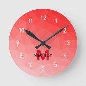 Horloge Ronde Red gradient geometric mesh pattern Monogram (Recto)