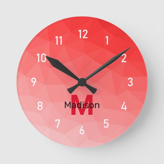 Horloge Ronde Red gradient geometric mesh pattern Monogram (Recto)