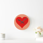 Horloge Ronde Red Heart Shape Love Classic Simple Minimalisme (Maison)