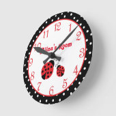 Horloge Ronde Red Ladybug Polka Dot Nursery Girls Wall Clock (Angle)