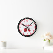 Horloge Ronde Red Ladybug Polka Dot Nursery Girls Wall Clock (Maison)