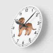 Horloge Ronde Red Mini Goldendoodle mignon chien de dessin (Angle)