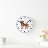 Horloge Ronde Red Mini Goldendoodle mignon chien de dessin (Maison)