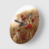 Horloge Ronde Red Poppies & Sunlight Flowers Flora Photo Clock (Angle)
