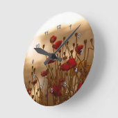 Horloge Ronde Red Poppies & Sunlight Flowers Flora Photo Clock (Angle)