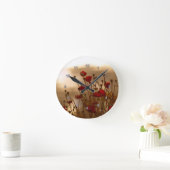 Horloge Ronde Red Poppies & Sunlight Flowers Flora Photo Clock (Maison)
