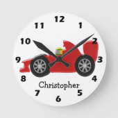 Horloge Ronde Red Racing Car Ajouter Un Nom (Recto)