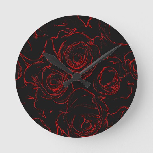 Horloge Ronde Red Roses Arrière - plan noir (Recto)