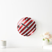 HORLOGE RONDE RED WHITE STRIPE PATRIOTIC WALL CLOCK (Maison)