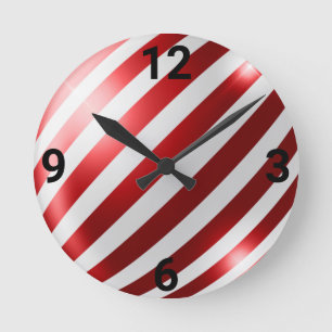 HORLOGE RONDE RED WHITE STRIPE PATRIOTIC WALL CLOCK