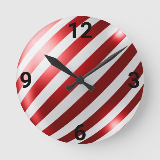 HORLOGE RONDE RED WHITE STRIPE PATRIOTIC WALL CLOCK (Recto)