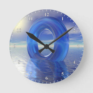 Horloge Ronde Réflexions bleues
