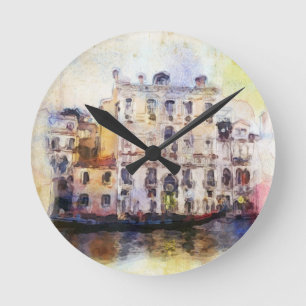 Horloge Ronde Regarde OD Venise faite dans l'aquarelle