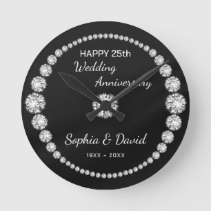 Horloge Ronde Regarder les diamants en argent