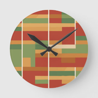 Horloge Ronde Reggae Boho Abstraite Line Motif d'art