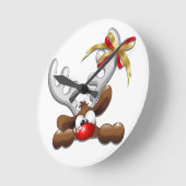 Horloge Ronde Reindeer Puzzled drôle Caractère de Noël (Angle)