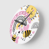 Horloge Ronde Reines Abeilles Meilleures Amies Pour Toujours Jol (Angle)