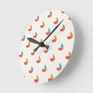 Horloge Ronde Reloj de pared con patrón de barquitos pequeños