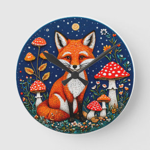 Horloge Ronde Renard de dessin animé mignon