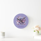 Horloge Ronde Renard de Noël violet blanc (Maison)