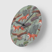 Horloge Ronde Renard et ours vert (Angle)