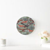 Horloge Ronde Renard et ours vert (Maison)