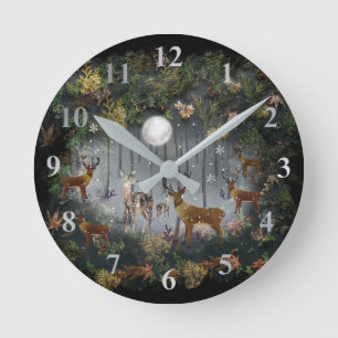 Horloge Ronde Renne Adorable La Nuit