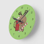 Horloge Ronde Renne de Rudy avec du cacao (Angle)