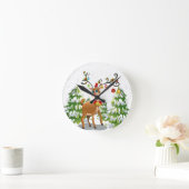 Horloge Ronde Renne mignon dans la neige (Maison)