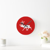 Horloge Ronde Rennes blanches / Silhouette caribou (Maison)