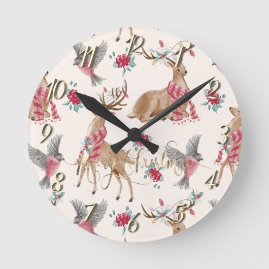 Horloge Ronde Rennes, oiseaux, fleurs adorables (Recto)
