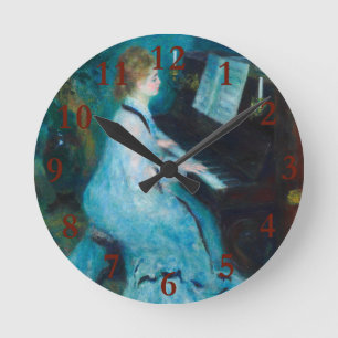 Horloge Ronde Renoir femme à l'impressionniste Vintage de piano