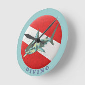 Horloge Ronde requin-drapeau (Angle)